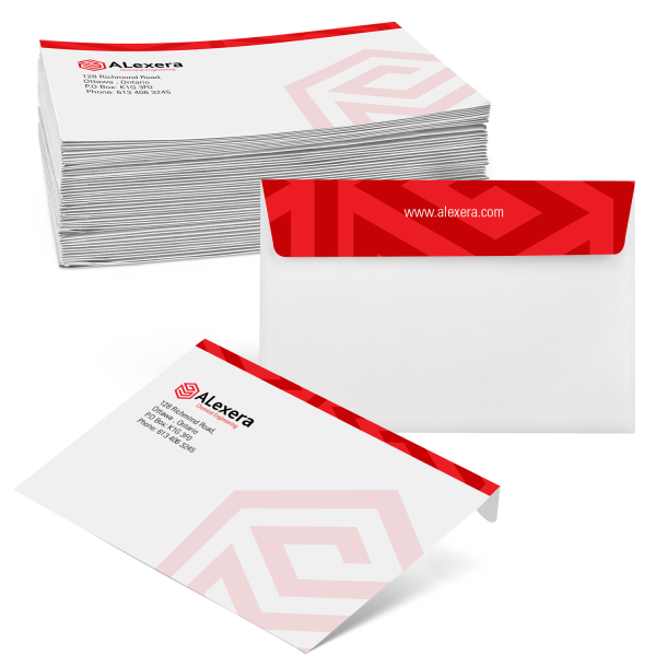 Vibrant stack of envelopes featuring high-quality offset printing.