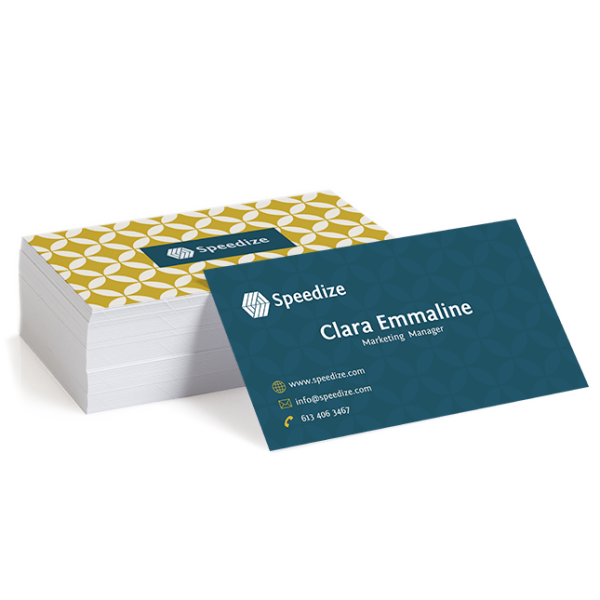 Stack of double-sided business cards printed at Newprint