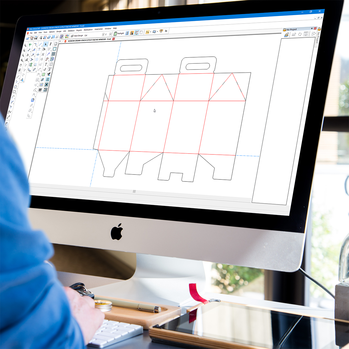 A computer screen displaying software designed for creating dielines